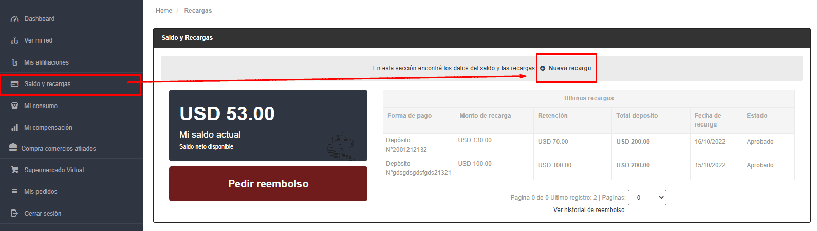 Paso 2 de recarga